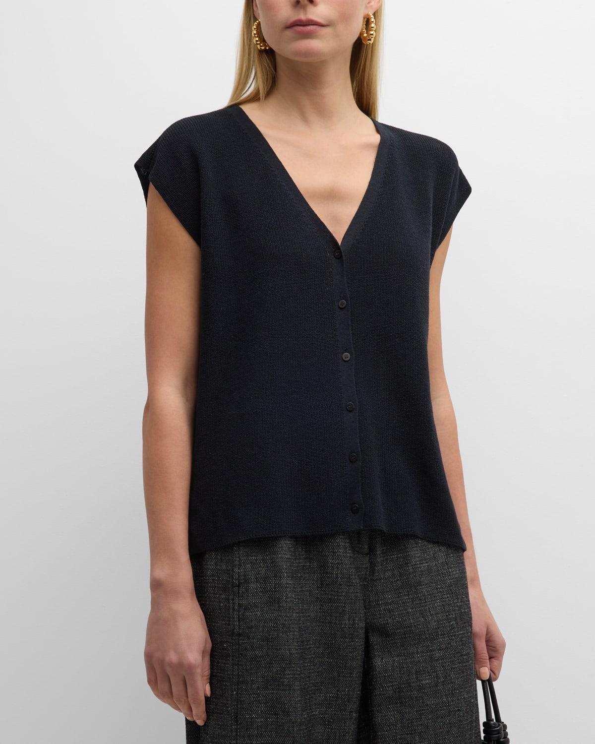 V-Neck Cap-Sleeve Crepe Vest Product Image