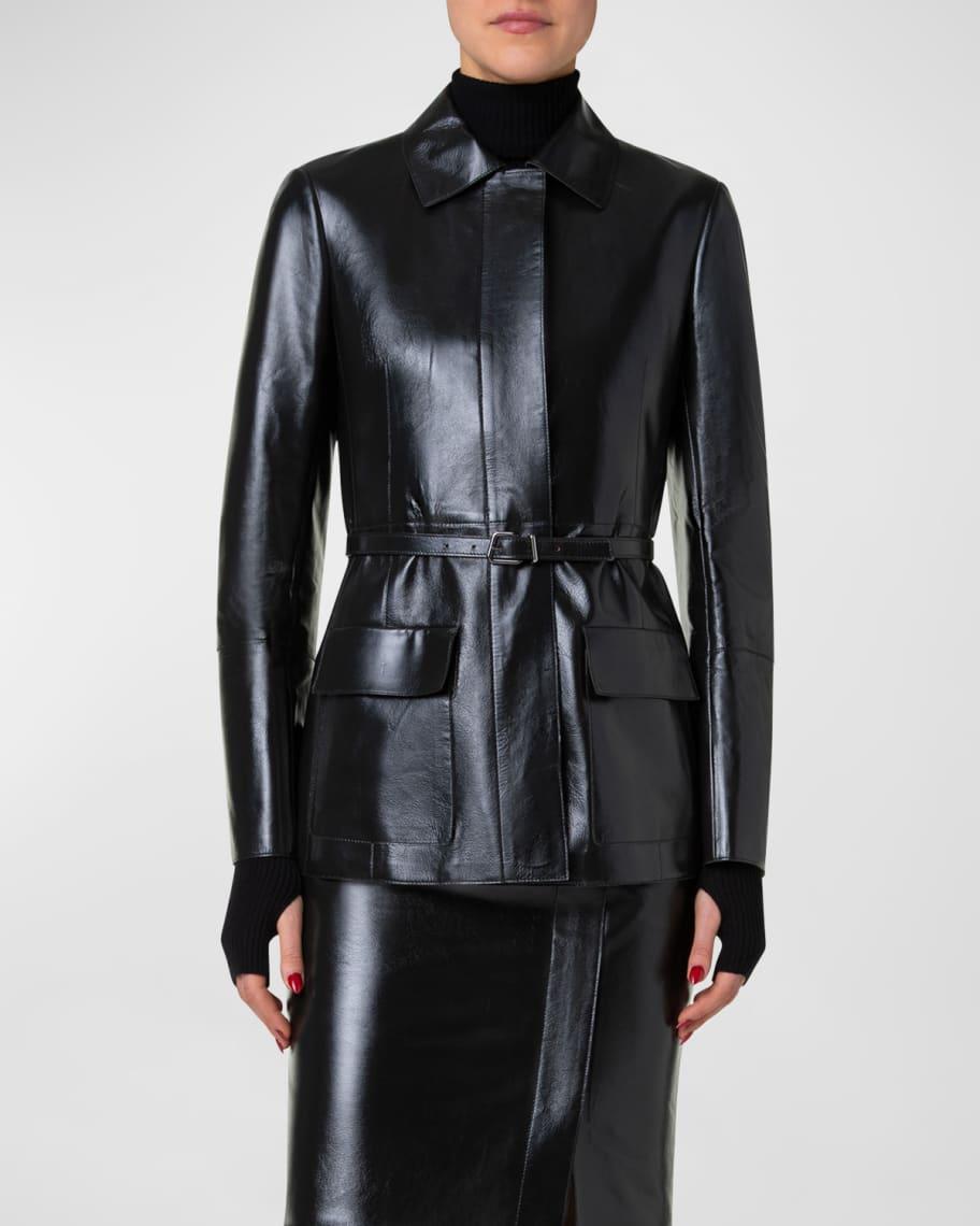 Whisper Lacquer Leather Jacket with Belt Product Image