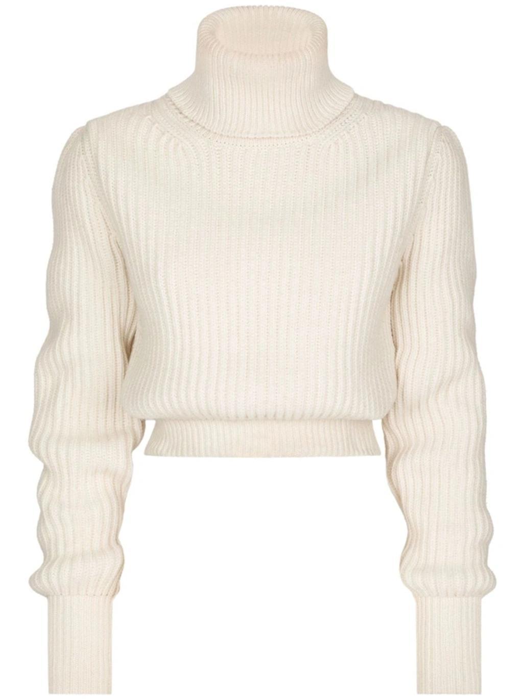 Ribbed-knit Roll-neck Jumper In White Product Image