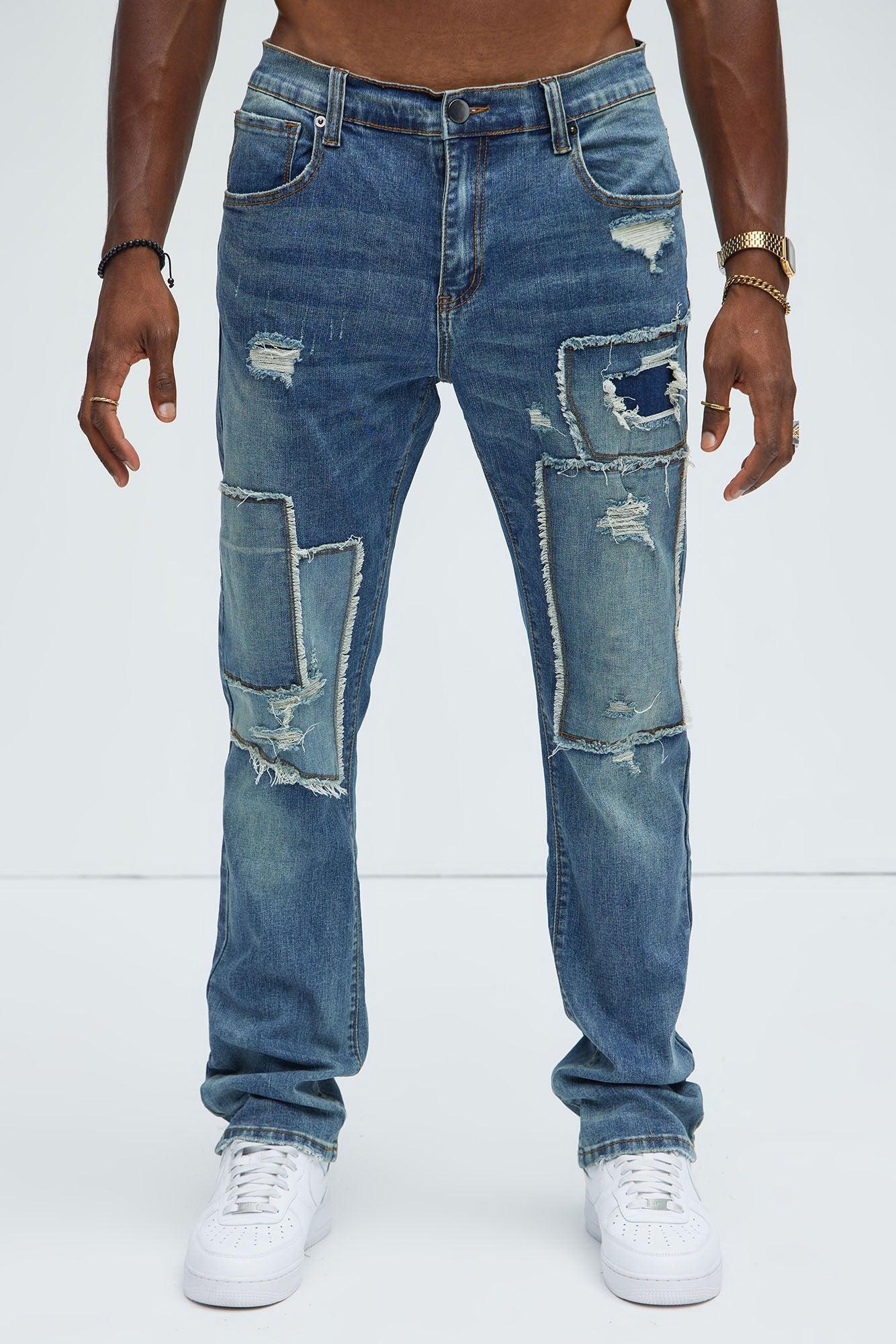 Just Step Patch Straight Jeans - Indigo Product Image