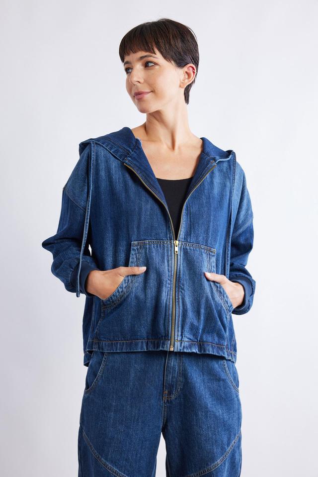 Relaxed Light Denim Hooded Jacket Product Image