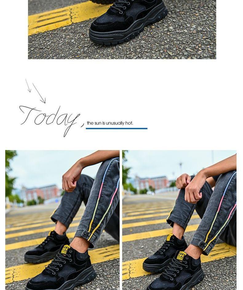 Platform Washed Lace-Up Sneakers Product Image