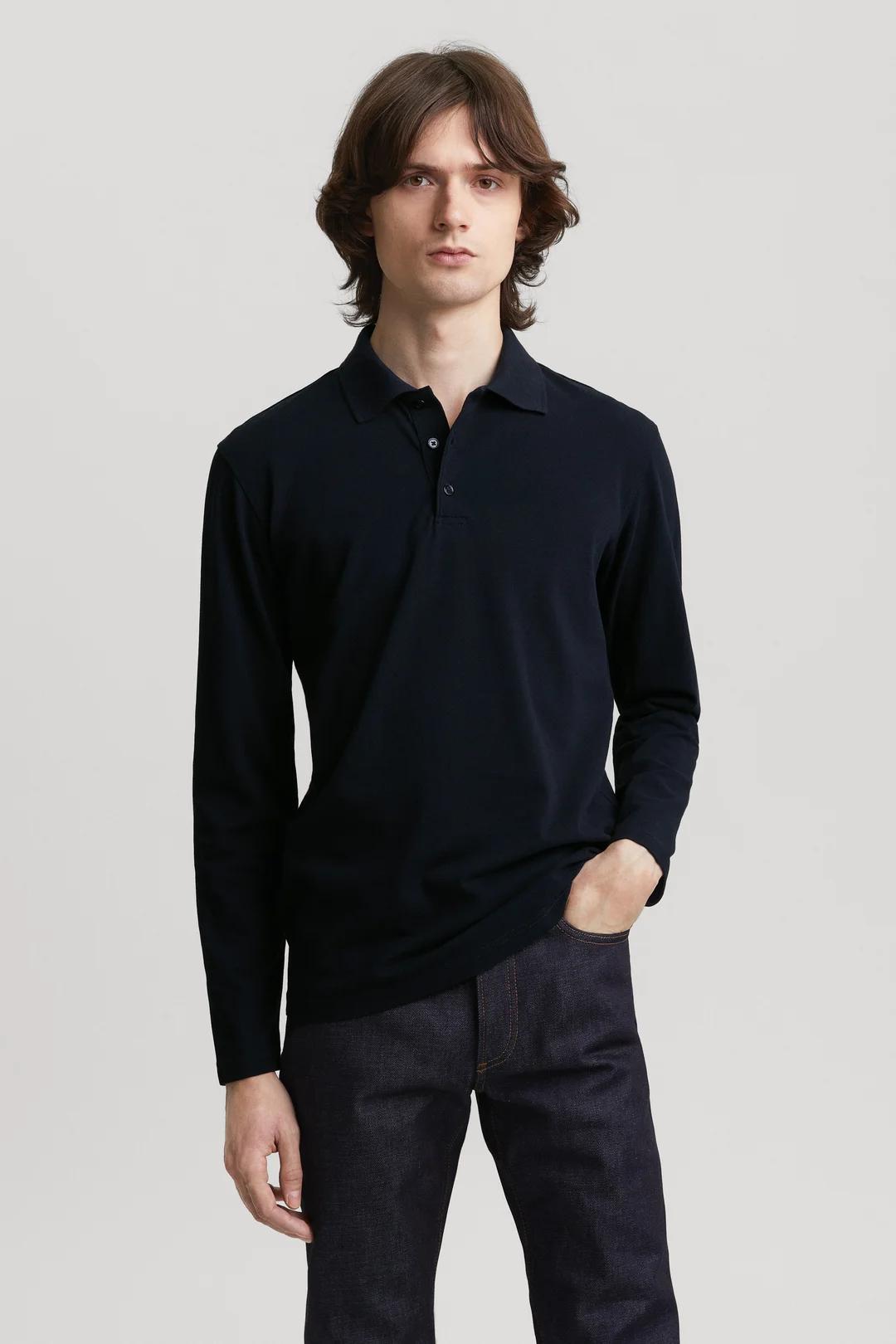 The Long Sleeve Pique Polo Product Image