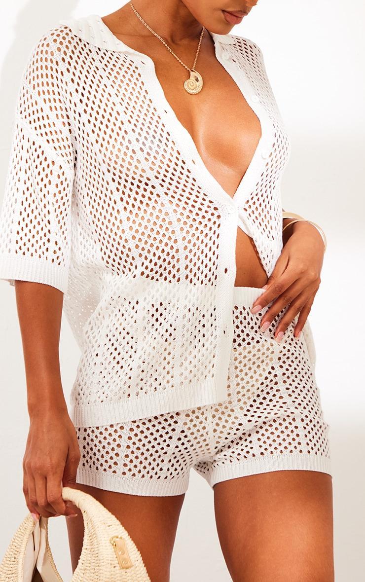 White Crochet Booty Shorts Product Image