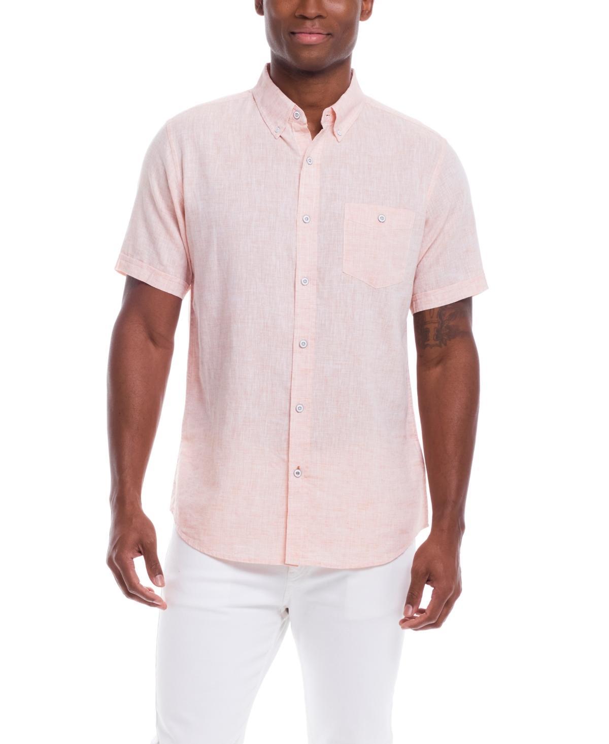 Weatherproof Vintage Mens Short Sleeve Solid Linen Cotton Shirt Product Image