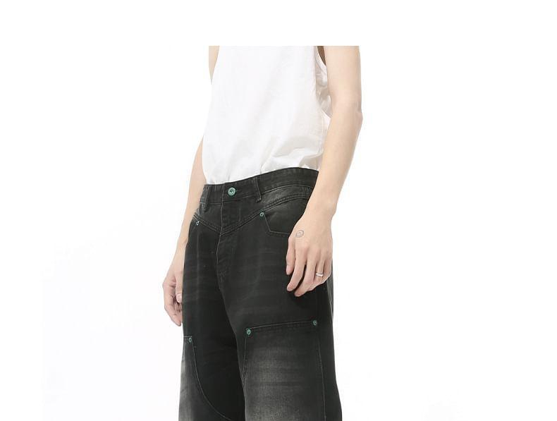 High Waist Washed Wide Leg Jeans Product Image