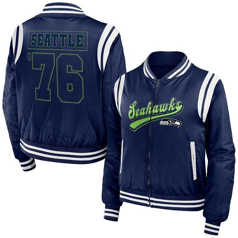 Womens WEAR by Erin Andrews Seattle Seahawks Bomber Full-Zip Jacket Blue Product Image