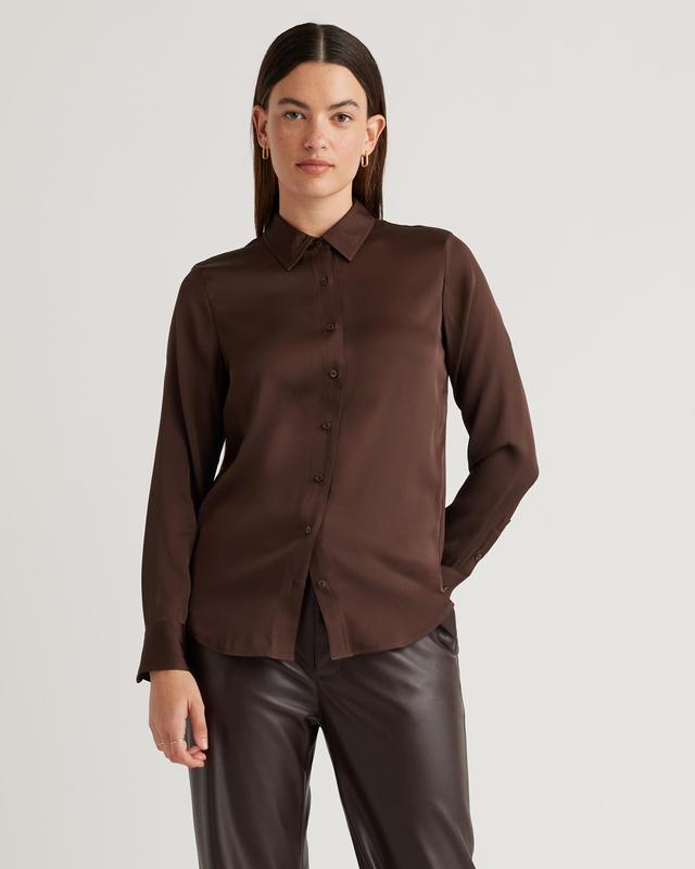 Womens Washable Stretch Blouse in Hot Fudge,  Size Small by Quince Product Image