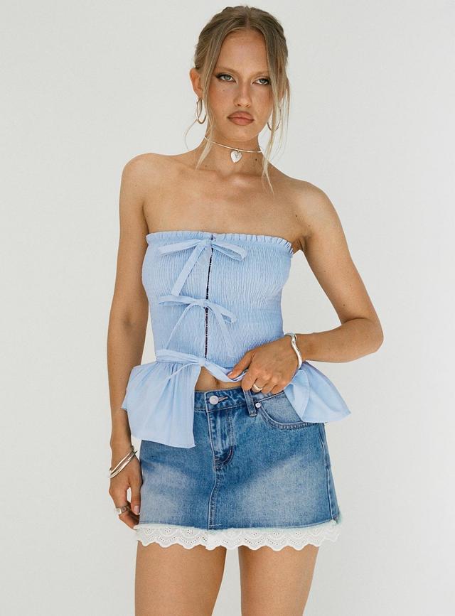 Miyuki Denim Mini Skirt Mid Wash Product Image