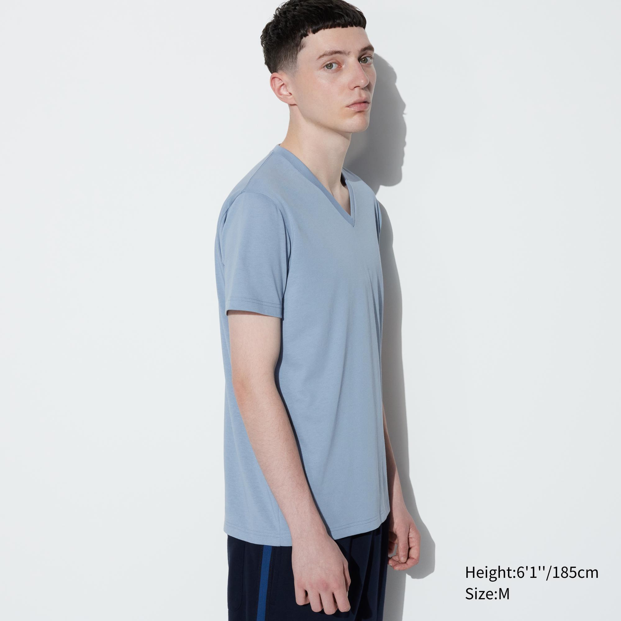 Mens Dry V-Neck Short-Sleeve Color T-Shirt with Quick-Drying Blue 3XL UNIQLO US Product Image