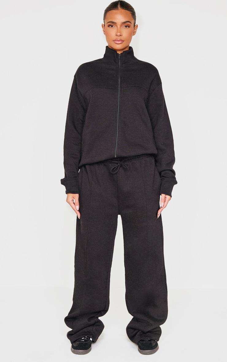 Black Straight Leg Seam Detailed Sweatpants Product Image