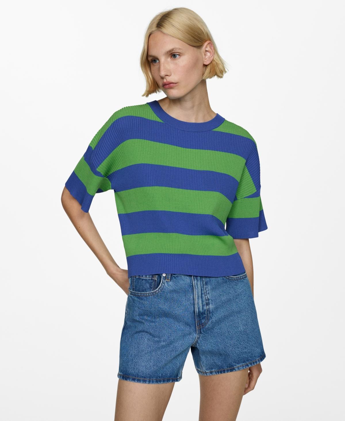 Mango Womens Ribbed Knit T-Shirt Product Image