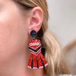 Glitter Cheerleader Dress Dangle Earrings Product Image