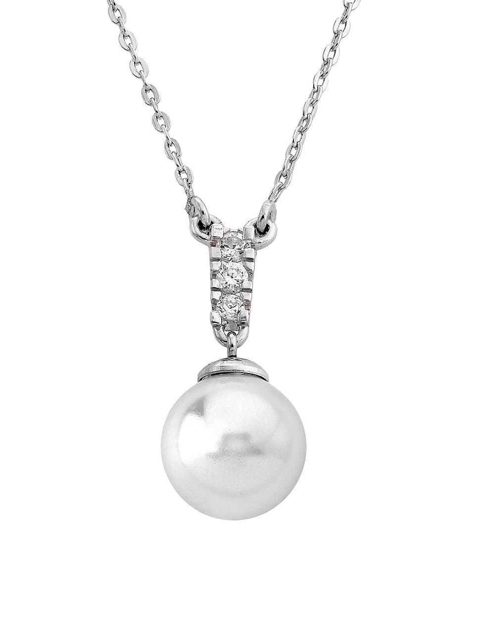 Womens Lilit Rhodium-Plate, Crystal & Faux Pearl Pendant Necklace Product Image