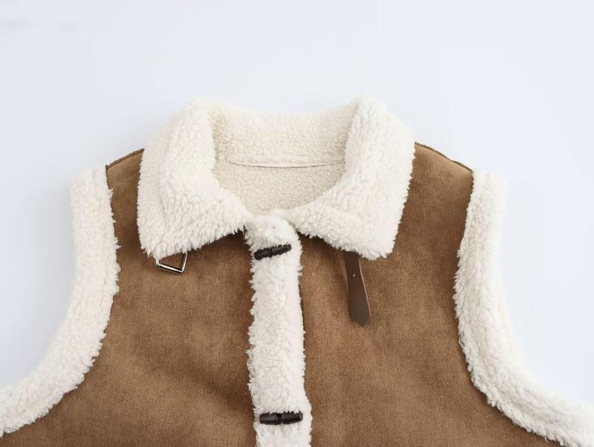 Collared Plain Fleece Lined Togle Vest Product Image