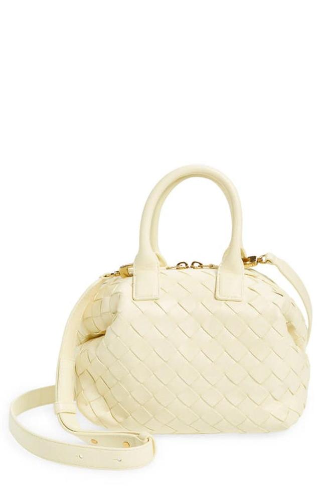 Mini Bauletto Intreciatto Lambskin Leather Handbag In 3325 Camomile M Bras Product Image