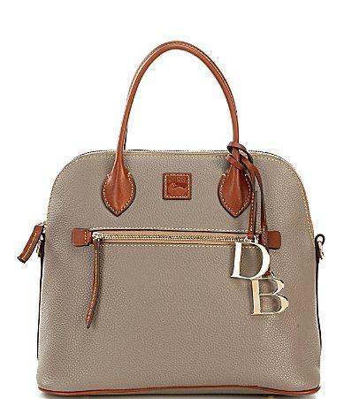 Dooney & Bourke Womens Pebble Grain Large Domed Leather Satchel Bag in Brown Tmoro Product Image