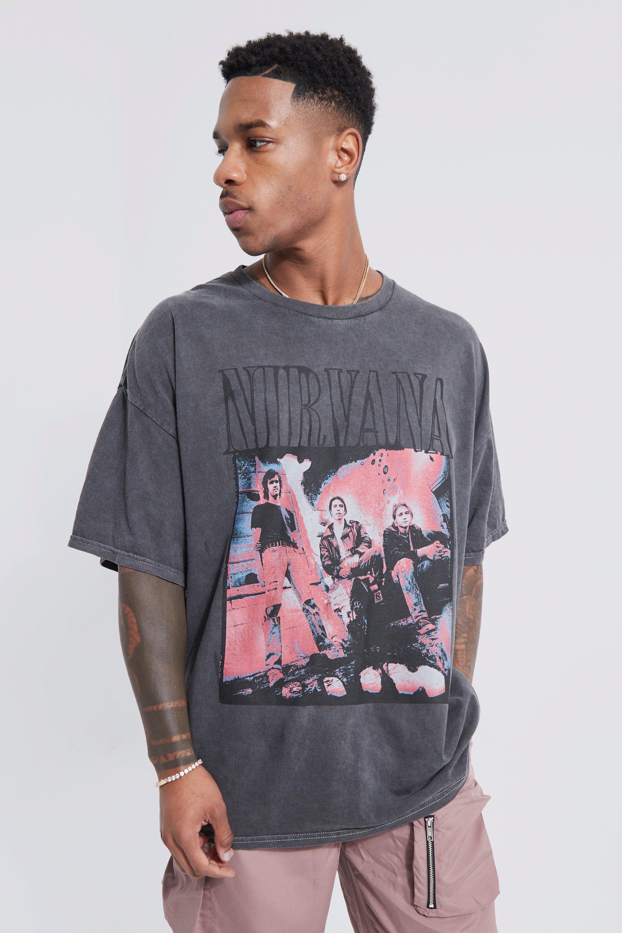 Washed Nirvana Overdye License T-shirt | boohooMAN USA Product Image