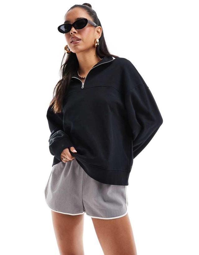 ASOS DESIGN half zip sweatshirt in black - part of a set Product Image