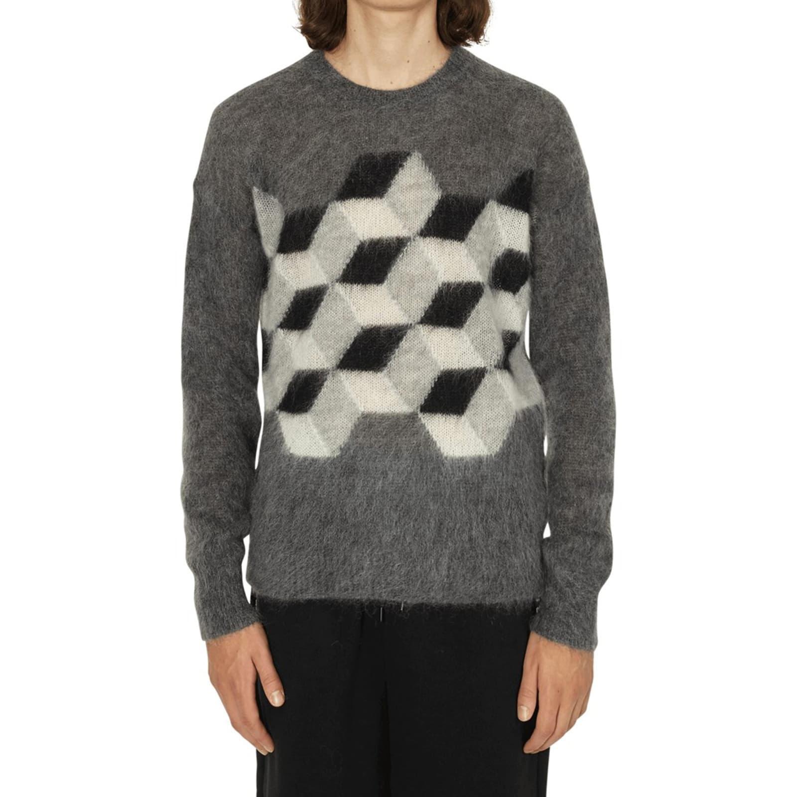 MONCLER Printed Sweater In Gray Product Image