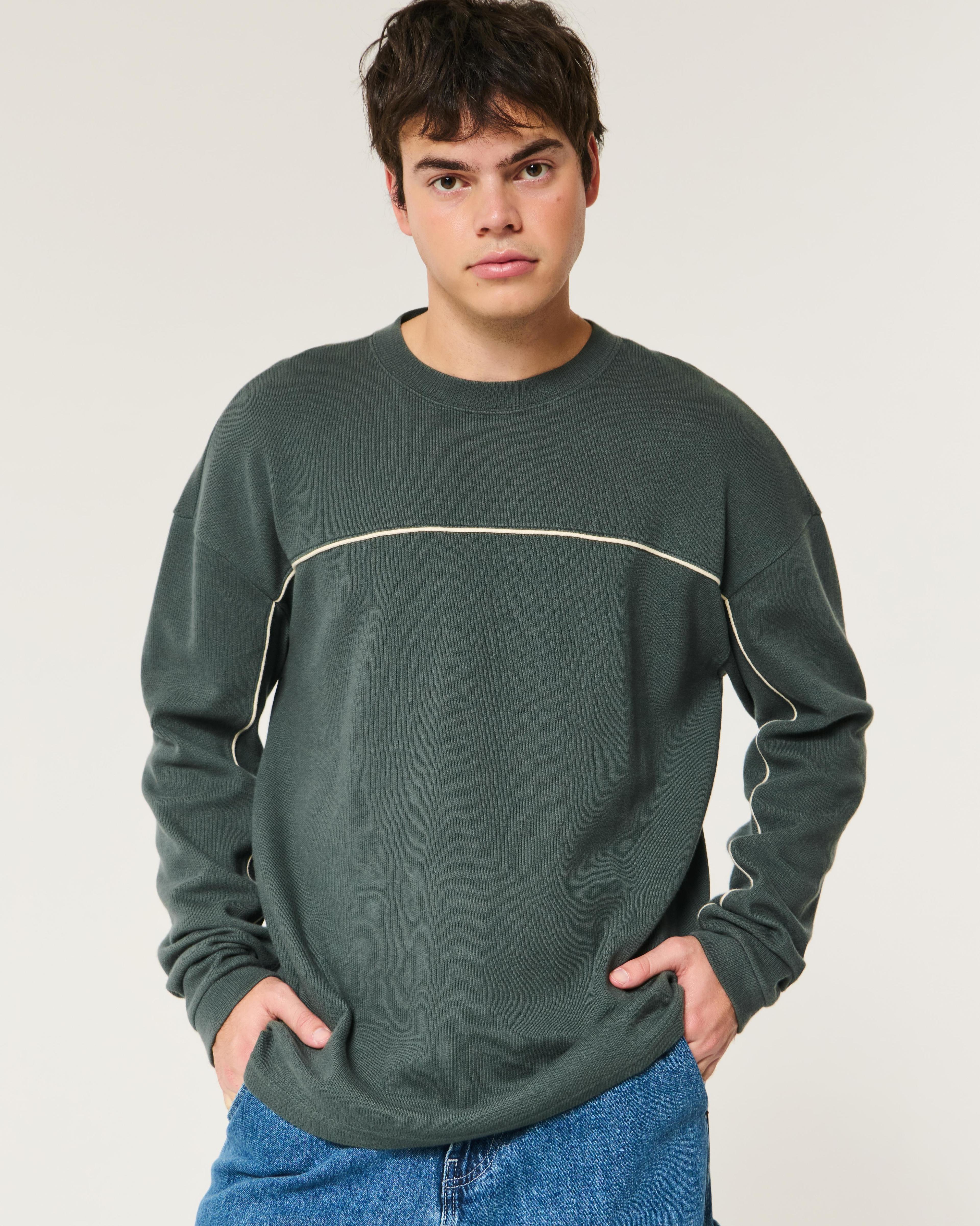 Boxy Long-Sleeve Striped Crew T-Shirt Product Image