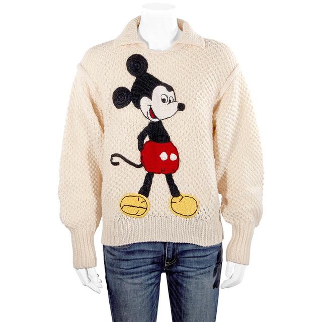 X Disney Embroidered Mickey Mouse Jumper In Ivory Product Image