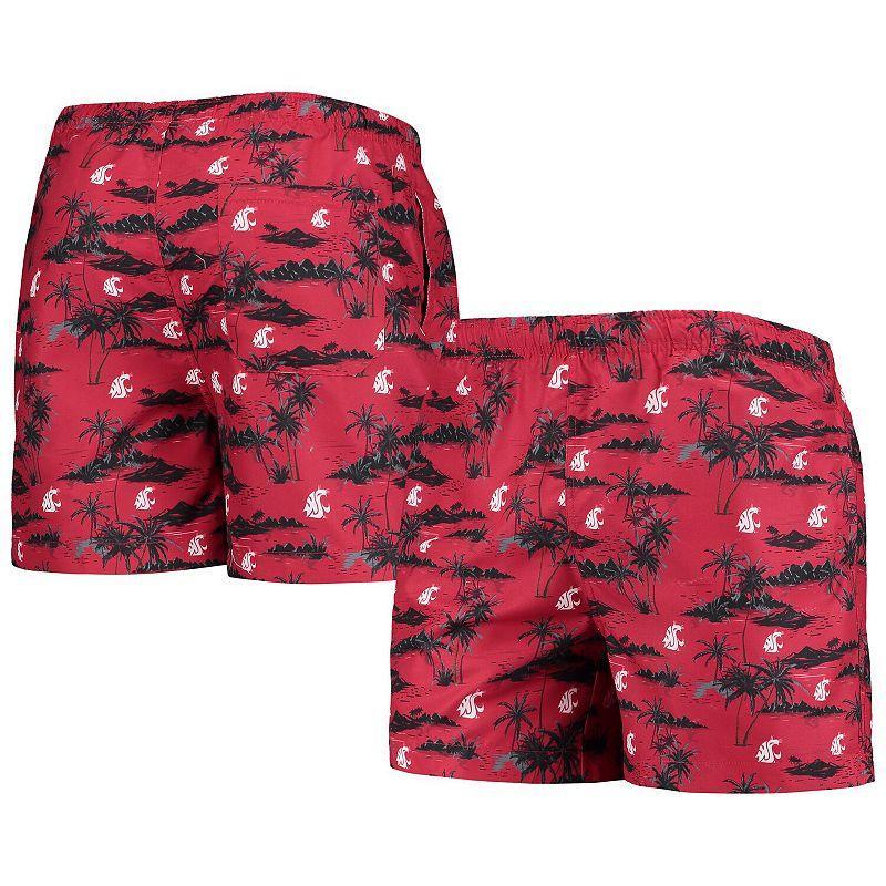 Mens FOCO Crimson Washington State Cougars Island Palm Swim Trunks Product Image