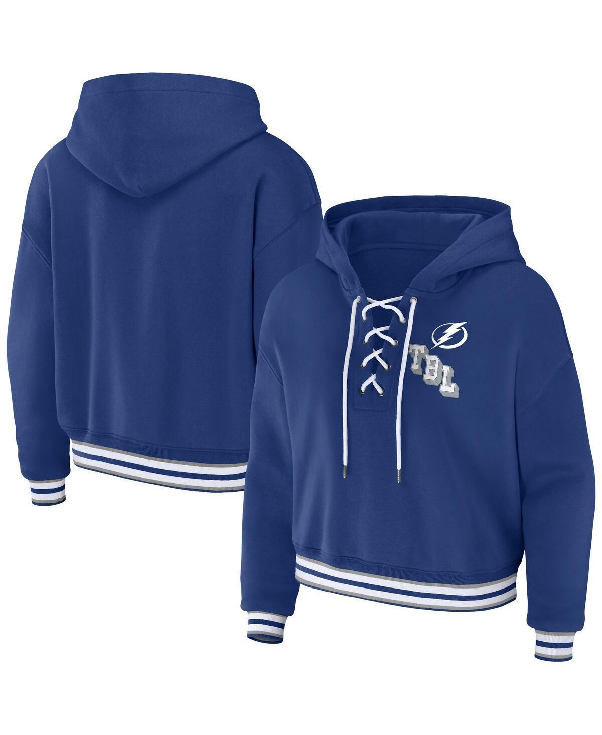 Womens Wear by Erin Andrews Blue Tampa Bay Lightning Lace-Up Pullover Hoodie Product Image