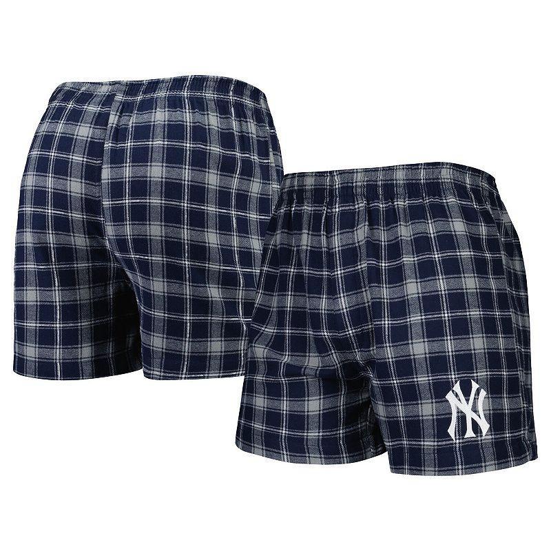 Mens Concepts Sport Navy and Gray New York Yankees Ledger Flannel Boxers - Navy Product Image