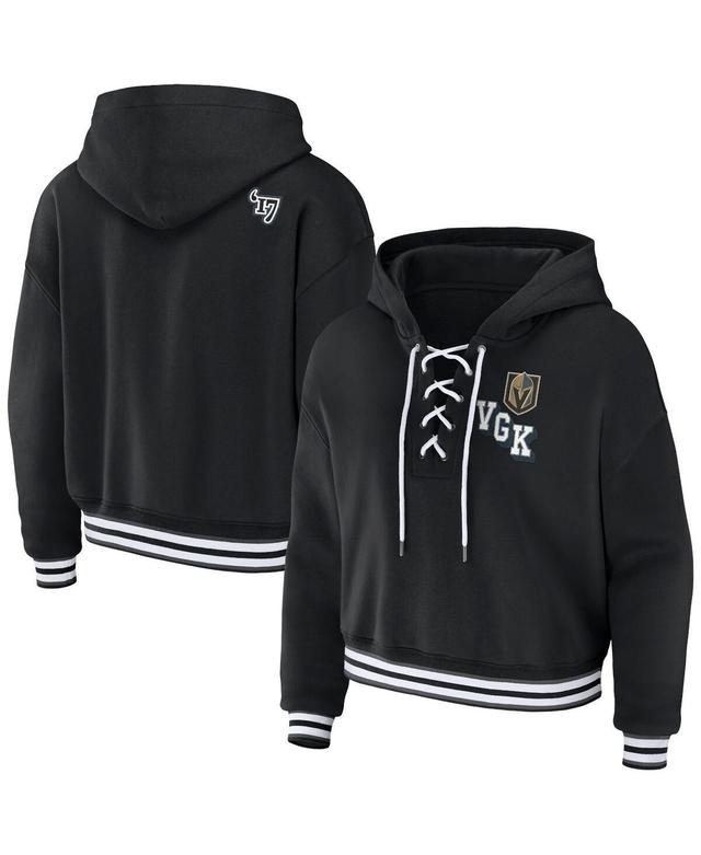 Womens Wear by Erin Andrews Black Vegas Golden Knights Lace-Up Pullover Hoodie Product Image