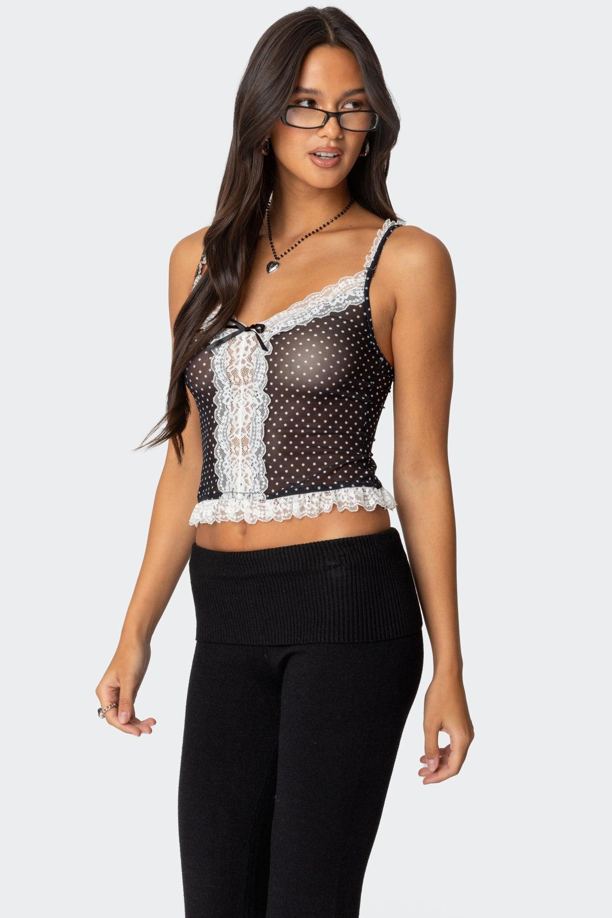 Polka Dot Sheer Mesh Tank Top Product Image