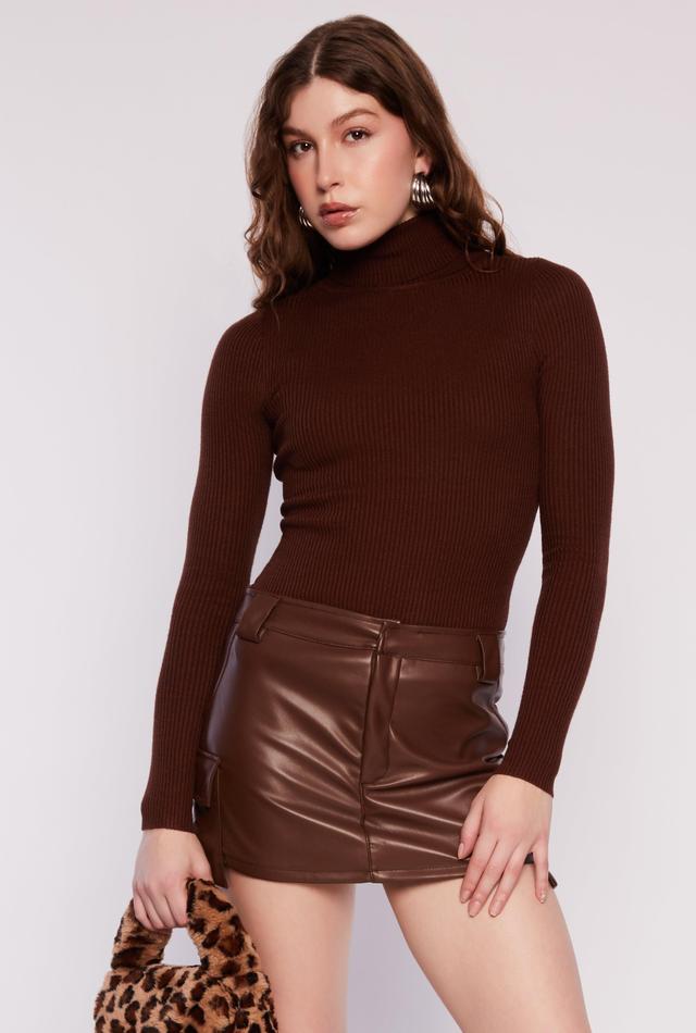 Womens Ribbed Knit Long Sleeve Turtleneck Top Product Image