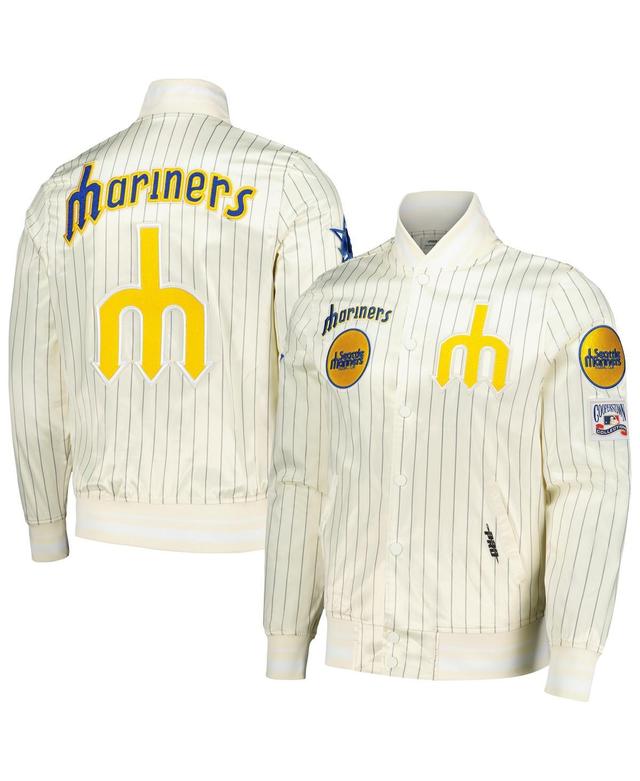 Pro Standard Mens Cream Seattle Mariners Cooperstown Collection Pinstripe Retro Classic Satin Full-Snap Jacket Product Image