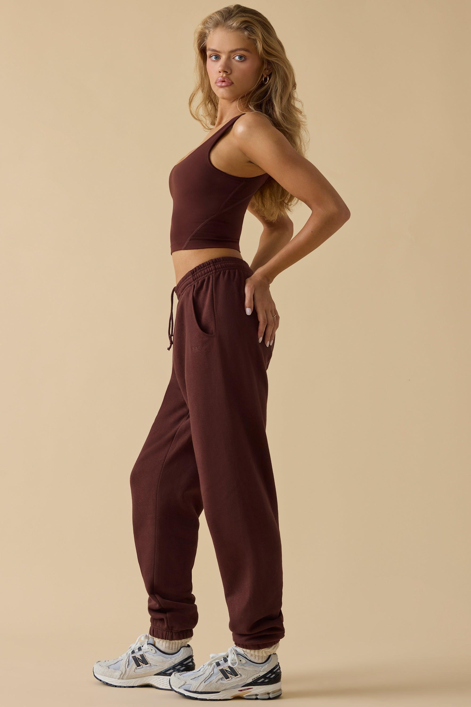 Petite Mid-Rise Joggers in Mahogany Product Image