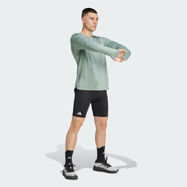 adidas Ultimate Running Reflective Long Sleeve Tee Silver Green S Mens Product Image