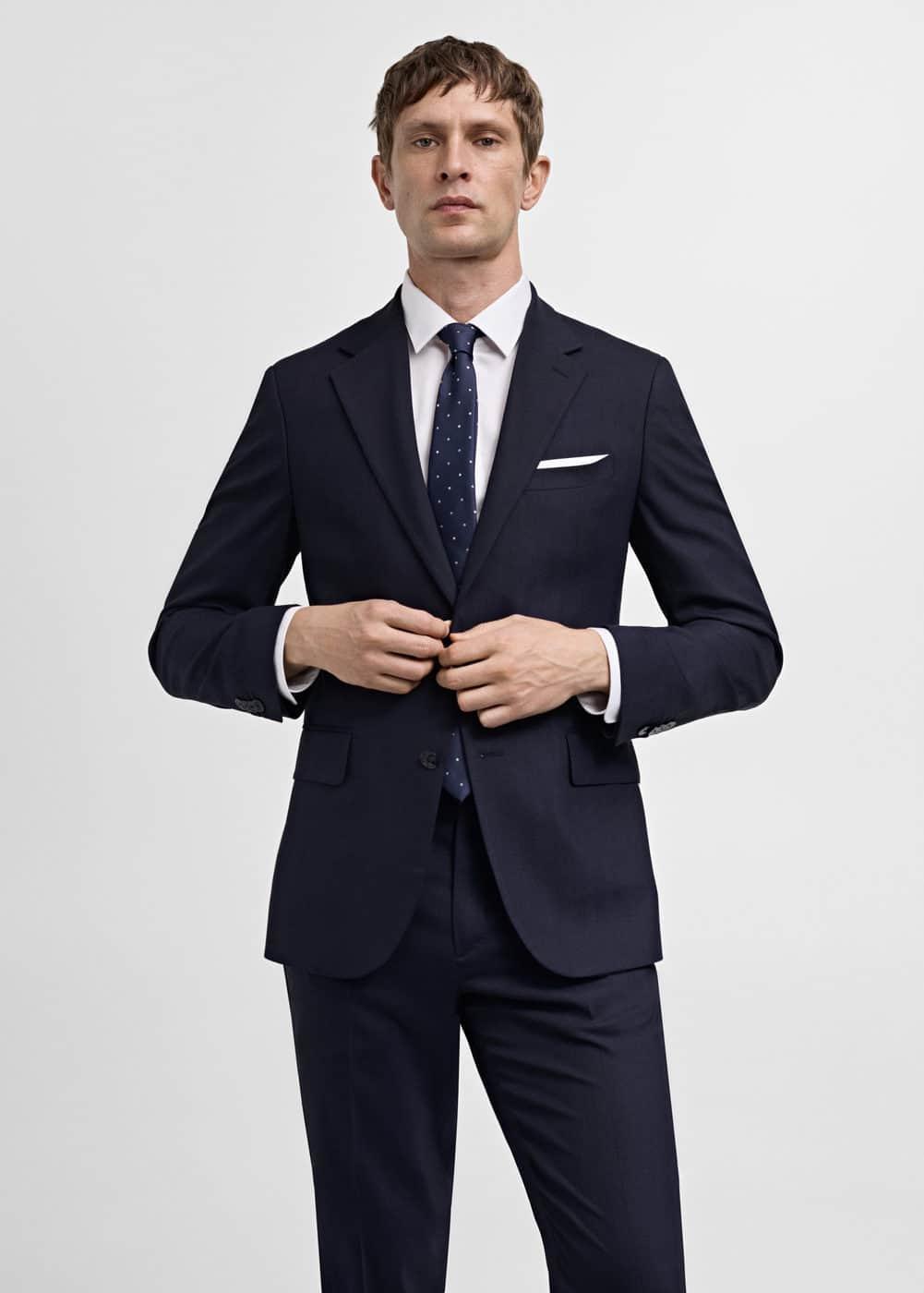 Mango Mens Slim-Fit Herringbone Wool Suit Jacket Product Image