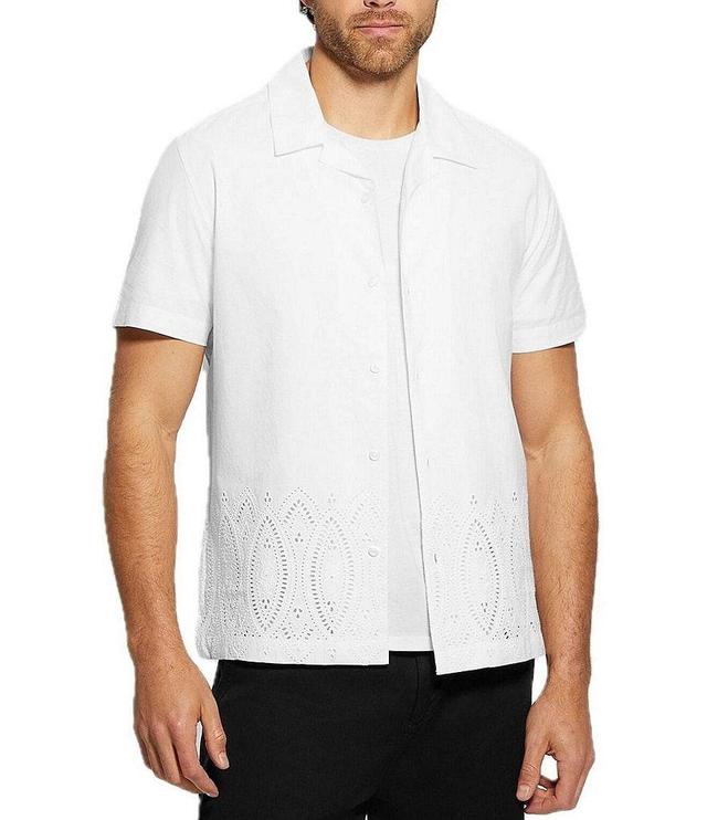 Guess Poplin Border Eyelet Short Sleeve Shirt Product Image