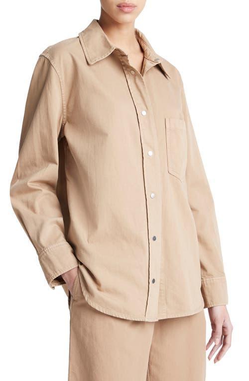 VINCE Cotton Twill Shirt Jacket In Beige Product Image