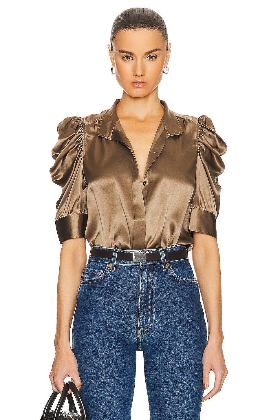 Womens Gillian Ruched Silk Top product image