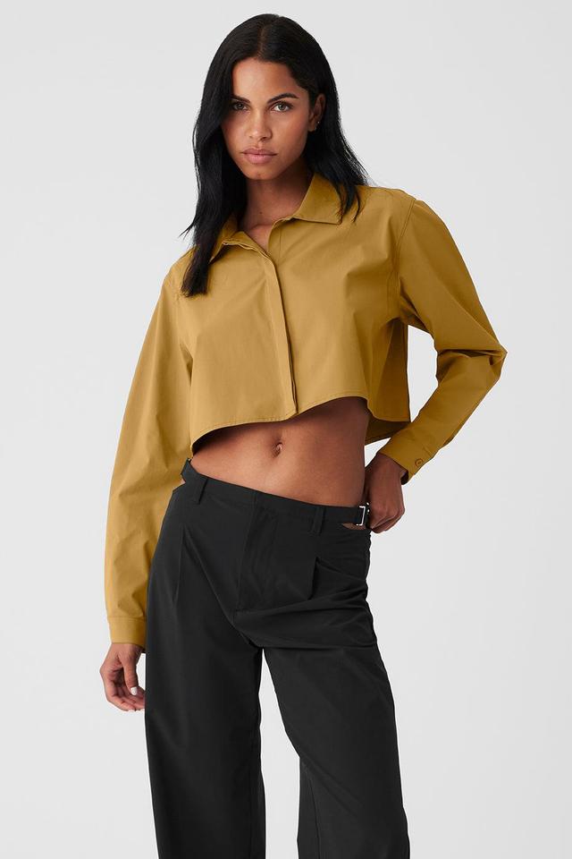 Cropped Take Me Out Button Up - Golden Olive Branch Product Image