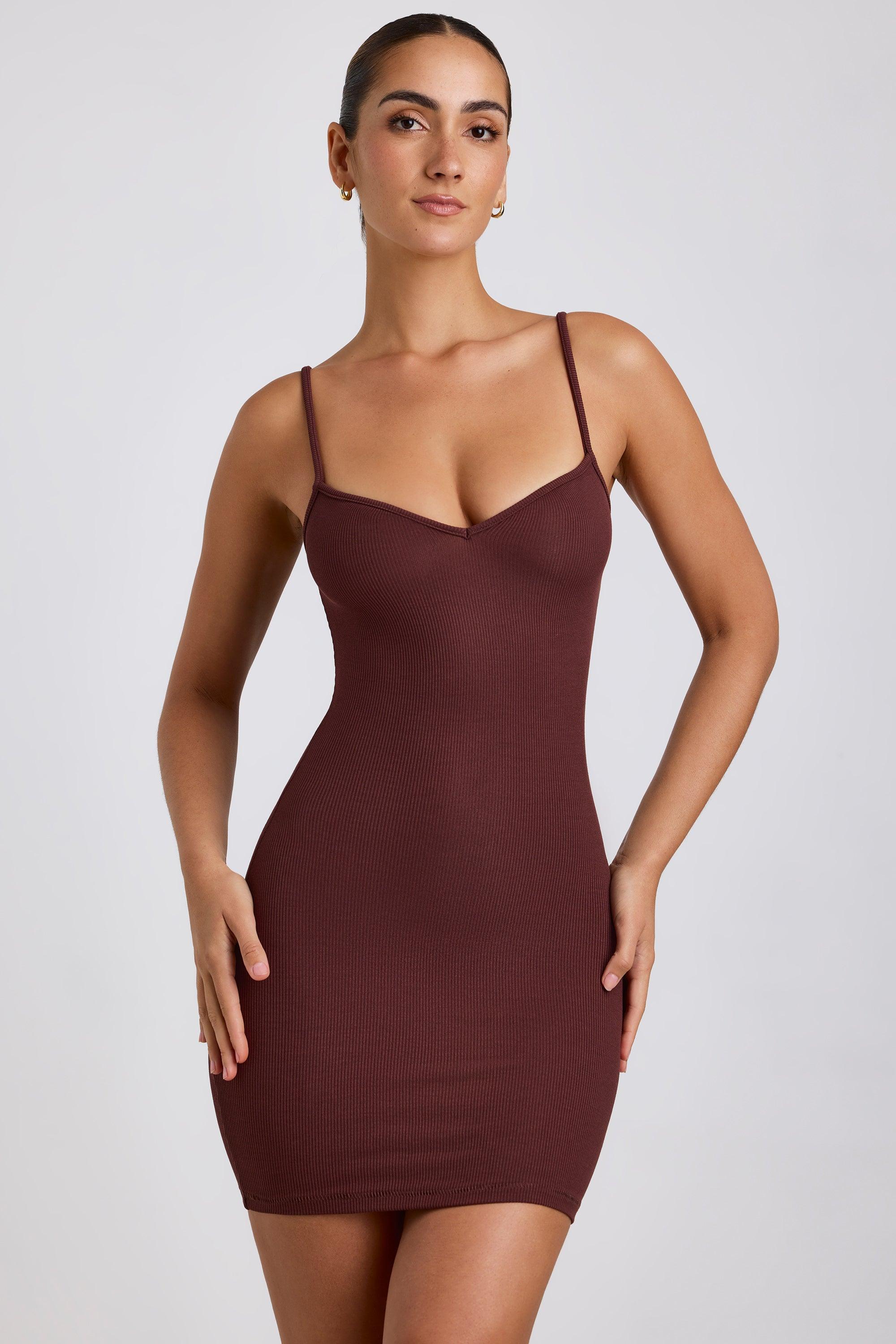 Ribbed Modal Mini Dress in Chocolate Female Product Image