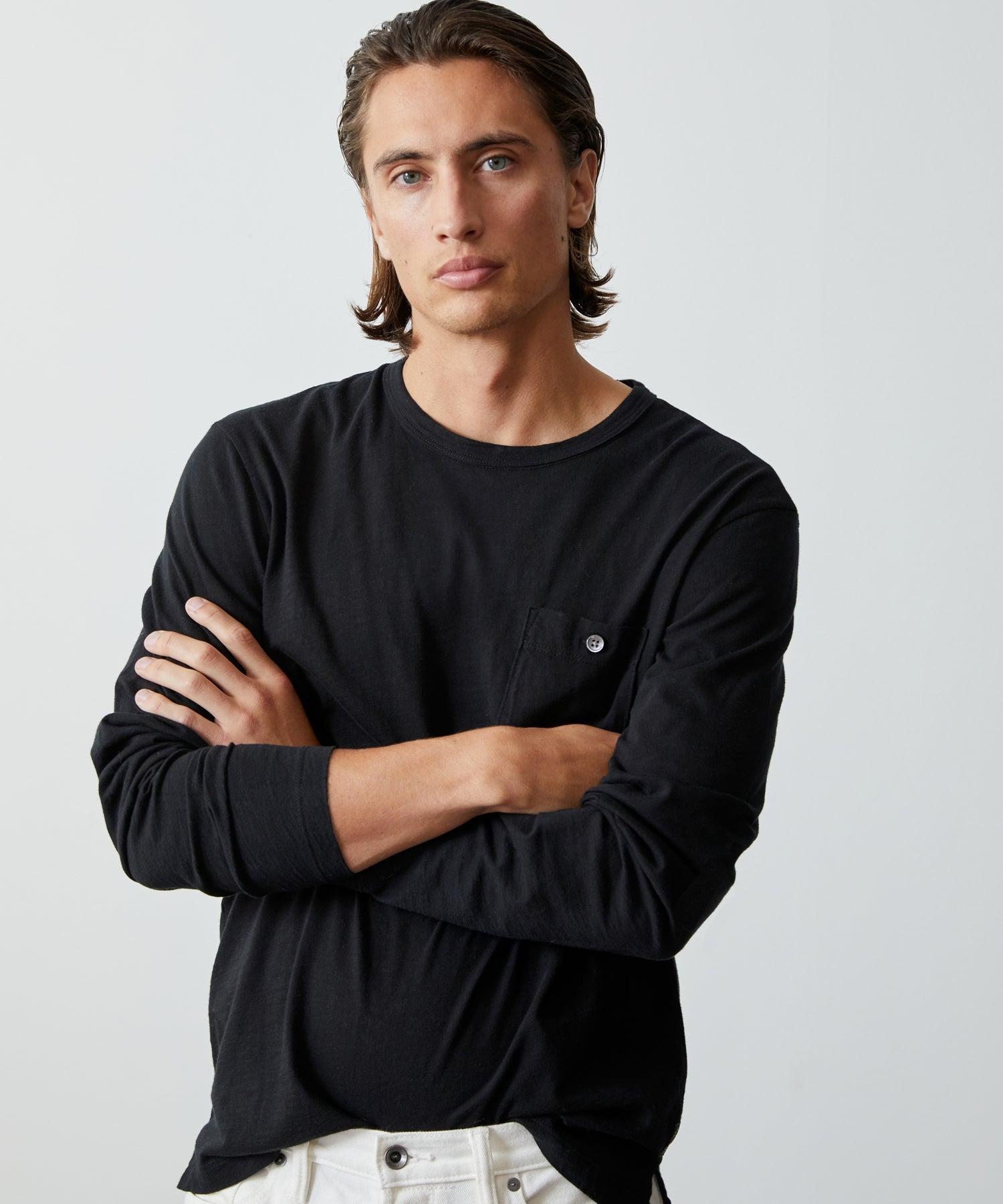 Made in L.A. Homespun Slub Long Sleeve T-Shirt in Black Product Image