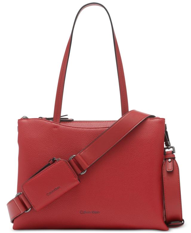 Calvin Klein Chrome Top Zipper Convertible Tote with Zippered Pouch Product Image