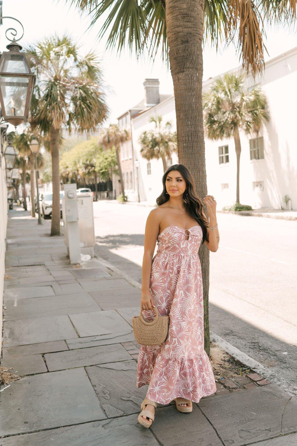 Mauve Floral Print Strapless Maxi Dress - FINAL SALE Product Image