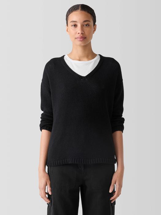 Peruvian Organic Cotton Cord Jersey V-Neck Top Product Image