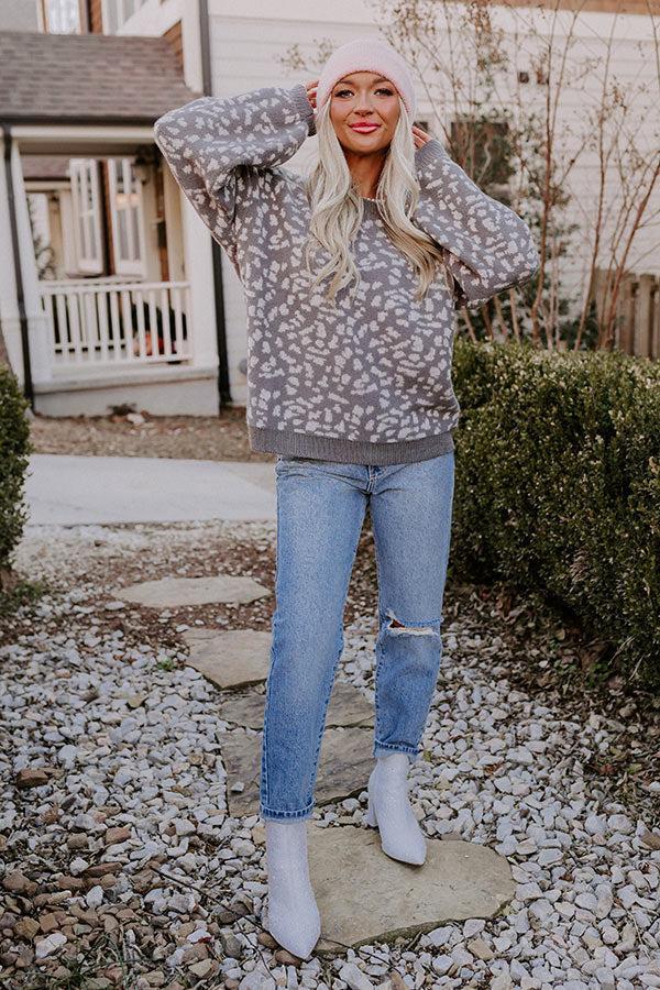 Savannah Snow Leopard Sweater In Grey Product Image