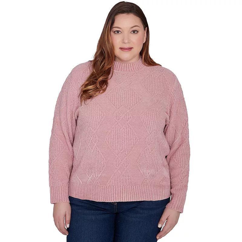 Plus Size Alfred Dunner Chenille Diamond Mockneck Sweater, Womens Product Image