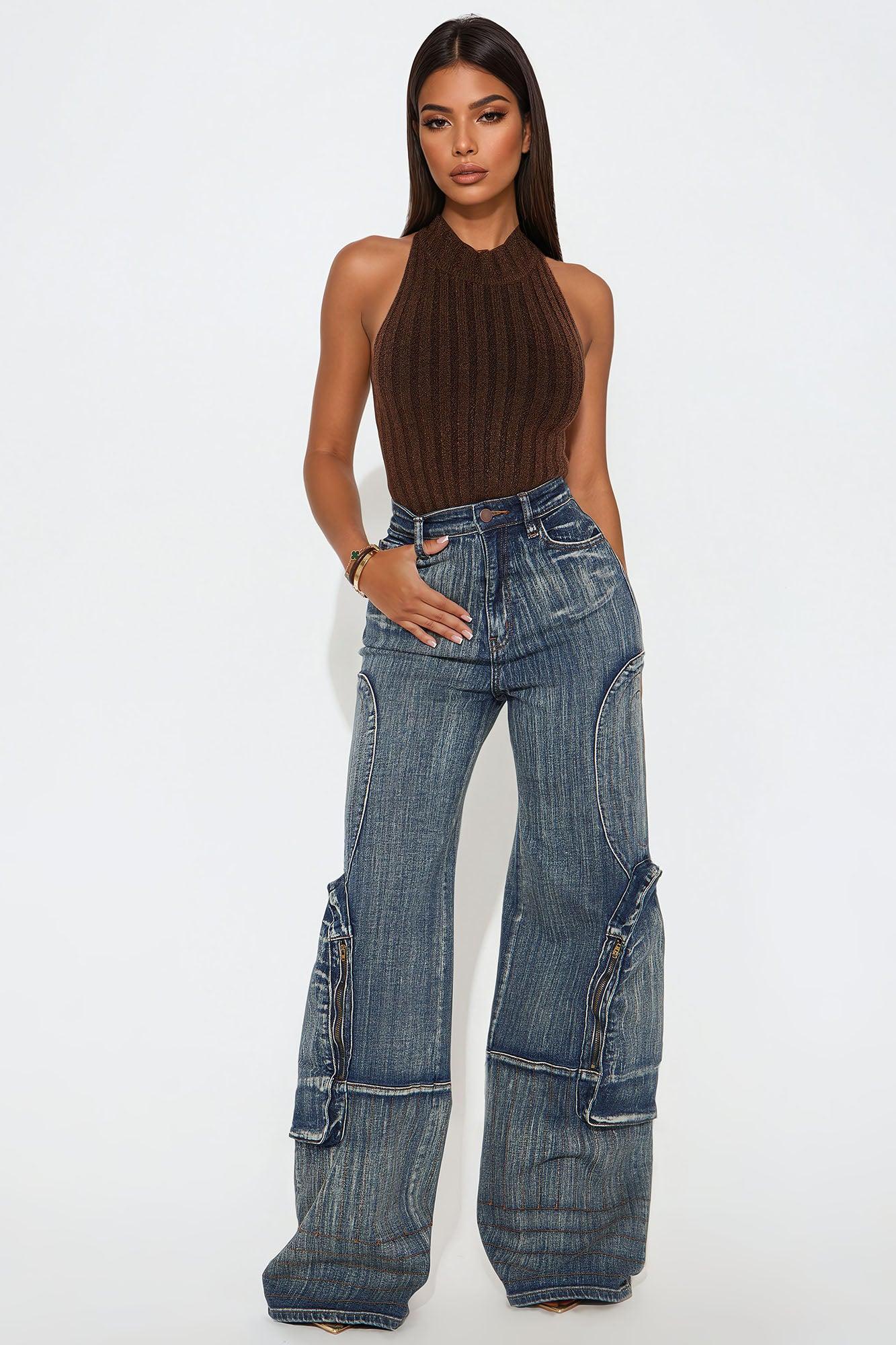 Had To Pop Out Stretch Cargo Jeans - Medium Wash Product Image