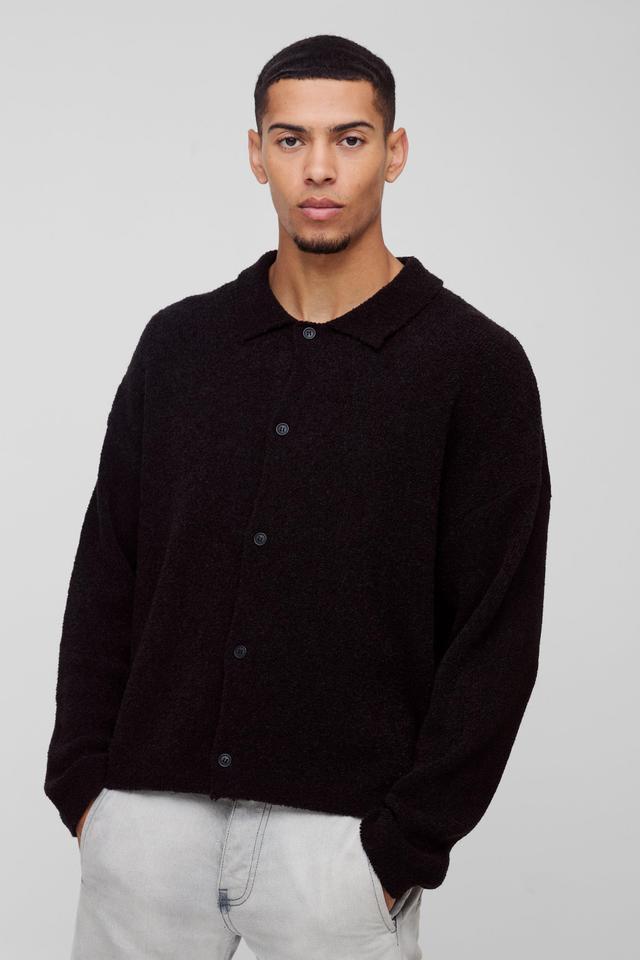 Boxy Fit Brushed Knit Cardigan | boohooMAN USA Product Image