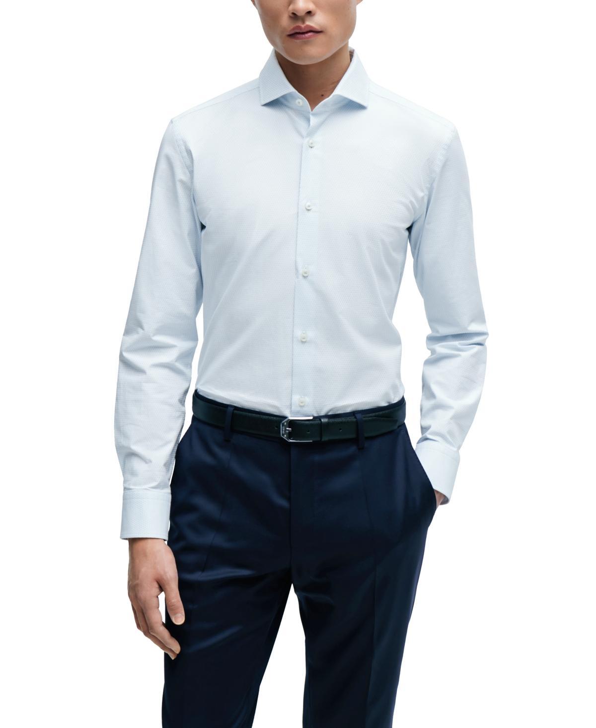 Boss by Hugo Boss Mens Easy-Iron Structured Stretch Cotton Slim-Fit Dress Shirt - Light Product Image